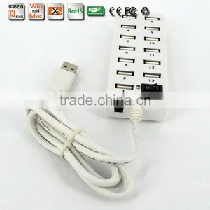 Hot Sell High- Performance Portable 480MBPS Usb2.0 13 Port Hub With One Switch+large Capacity thumbnail-3
