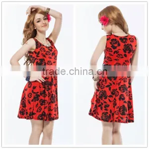 High Quality Beautiful Pattern Hot Sale Factory Price Casual Style Nice Ladies Dress thumbnail-1
