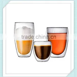 2016 Hot Sale Handmade Double Wall Glass Borocilicate Material Double Wall Glass for Coffee thumbnail-1