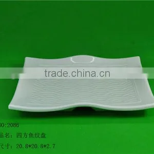 Melamine White Wavy DinnerPlate Plastic Dessert Plates thumbnail-1