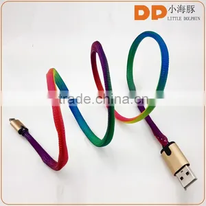New 2016 Private Mould Connector USB 2.0 Colorful Shoelace 2 in 1 LED USB Cable thumbnail-1