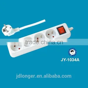 Electric Socket With Plug Hot French Style 4 Way Electric Extensionsocket With Switch thumbnail-2