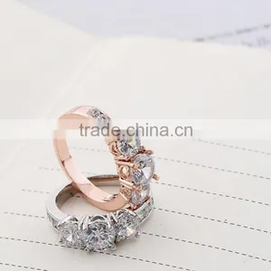 Wholesale Latest Design Rings Rose Real Gold Alloy Zircon Jewellery Ring thumbnail-3