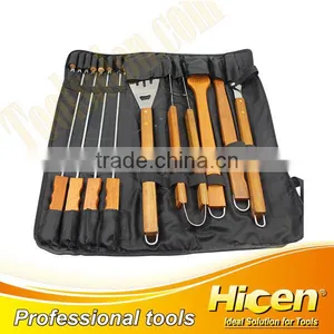 17pcs Wood Handle Zipper Bag BBQ Tool Set thumbnail-1