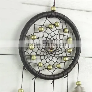 Promotional Christmas Gift Ornament Home Room Interior Decoration Accessories Handmade Traditional Black Leather Dream Catcher thumbnail-5