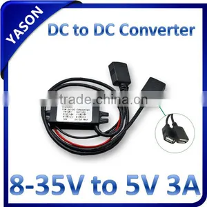 Dual USB DC-DC Buck Converter DC 12V(8-35V) to DC5V 3A 15W thumbnail-1