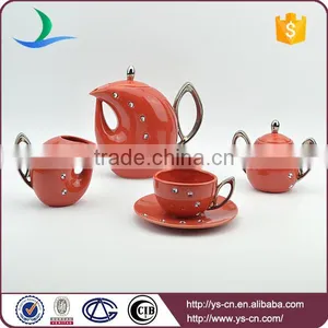 Home and Hotel Decorative Red Porcelain Coffee Tea Set thumbnail-1