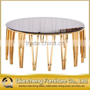 Fancy Black Glass Champagne Gold Coffee Table for Hotel thumbnail-4