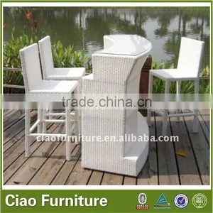 Outdoor Garden High Bar Stool Classical Rattan Bar Table Set thumbnail-1