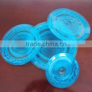 Set 5 Blue Color Light Glass Plates for Table Decoration thumbnail-3