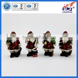 Polyresin Christmas Mini Ornament Santa Claus Figure Set thumbnail-1