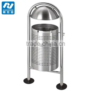 Outdoor Metal Waste Container Dustbin Garbage Trash Bin thumbnail-1