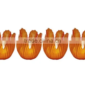 Pearlized Amber Glass Floral Votive Holder, Box of 4 thumbnail-1