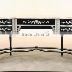 European Solid Wood Office Desk, Quality Antique New Classical Black and Silver Office Furniture BF11-07271b thumbnail-3