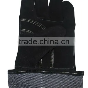 13.5" Stitching CE Approved Black Leather Welding Gloves thumbnail-3