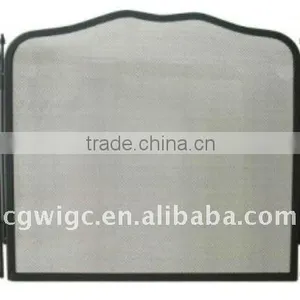Folding Black Iron Fire Screen thumbnail-1