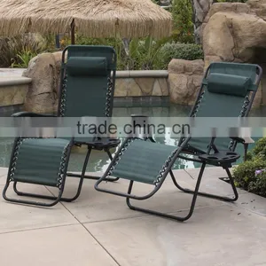 2 Pack Metal Pool Folding Green Anti Gravity Chair With Cup Holder thumbnail-2
