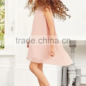 Pink Little Girls Beaded Pleated Back Party Dress HSD8134 thumbnail-1