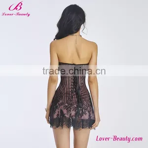 Cheap Plus Size Zipper Waist Trimmer Plastic Boned Sexy Corset Dress For Sale thumbnail-3