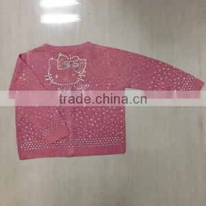 Children's Cardigan Sweater With Hotfix Rhinestone thumbnail-2