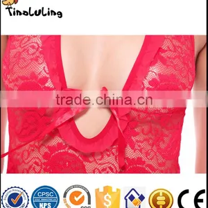 Lingerie Manufactuer Charming Women's Lace Nightwear Fishnet Sexy Babydoll Dress Lingerie thumbnail-6