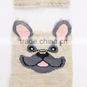 Custom Wholesale Pug Sheer Panel Socks Ribbed Cuff Opening Socks thumbnail-2