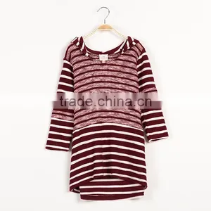 S32446W Spring Fashion Elegant Girls Sweaters Teenager Knitted Striped Kids Pullovers Tops thumbnail-4