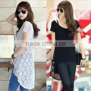 Moq.1pc Lace Design Hollow Stitching Slim Simple Blank Korean t Shirt,Summer Style t Shirt,t Shirt Design thumbnail-4