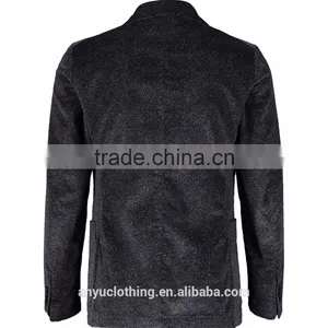 Fahion Premium Dry Clean Two Buttons Charcoal Heather Velvet Blazer for Men thumbnail-2