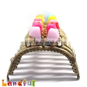 12.5cm 5 Inch Bronze Round Candy Diamond Kiss Lock Metal Handbag Frame thumbnail-4