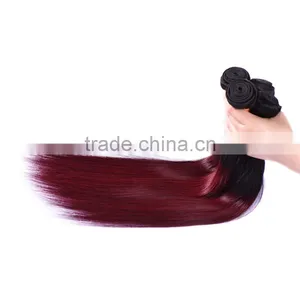 Factory Wholesale Unprocessed Ombre Hair Extension Bundles #1b/99j Color Malaysian Human Hair, Red Wine Colored Malaysian Hair thumbnail-6