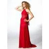 High Quality Halter Embroidered Girl Evening Dress Chiffon Material thumbnail-1