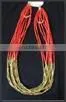 Red Seedbed and Brass Beads Multi Layer Necklace thumbnail-1