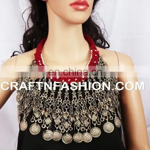 Vintage Gypsy Pendant, Belly Dance Costuming Boho Pendant-Afghan Banjara Style Necklace thumbnail-1