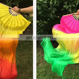 P-9080 New Arrival Factory Customized 1.5m/1.8m Imitated Silk Three and Five Colors Long Belly Dance Fan Veil thumbnail-2