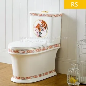 Bathroom Ceramic Golden New Design Luxury Modern Sanitary Ware wc Top Dual Flush Economic One Piece Toilet Bowl thumbnail-5