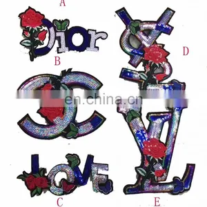 Luxury Letter Flower Sequin Beaded Patches Embroidery Flower Bead Applique Patch thumbnail-1