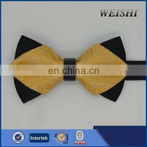 Yellow Pre-tied Diamond Bow Tie For Mens thumbnail-1