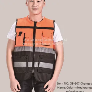 High Visibility Multi Pocket Doudle Color Work Reflective Safety Vest With Reflector Vest thumbnail-1
