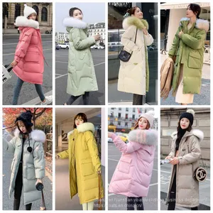 Zhejiang Manufacturer Autumn and Winter New Mid Long Korean Cotton Padded Jacket Women's Warm Coat Down Jacket Female Brand Stock Tail Goods thumbnail-4