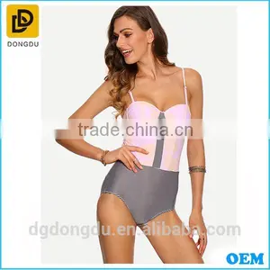 2016 Multicolor Striped Wholelsale Custom One-Piece Swimwear thumbnail-2