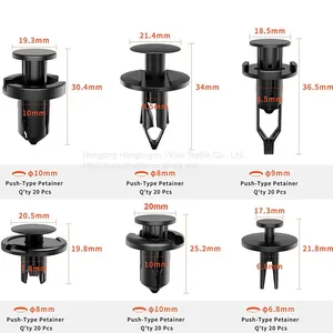 Black Push-type Fastener Assorted Set, Auto Plastic Body Clips Fasteners thumbnail-3