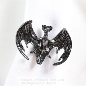 Antique Plated Black Gold Napkin Ring With Metal Skull Design For Halloween thumbnail-5