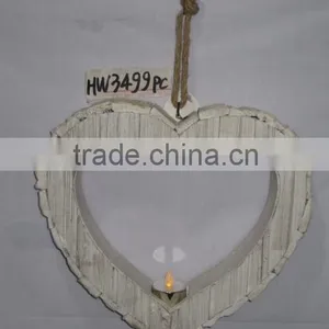 Shabby Chic Heart Shape Wooden Candle Holder for Home Decor.HW3500 thumbnail-1