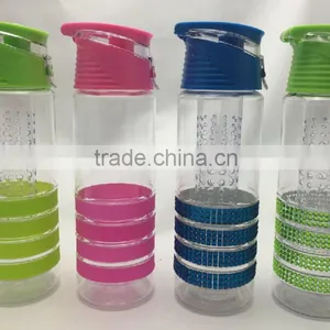 2015 Hot Sale Silicone/diamond Ring Leak-proof Tritan Fruit Infuser Water Bottle thumbnail-1