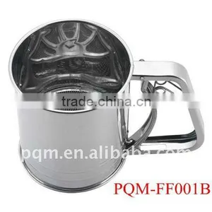 Durability Passing FDA 9.7* 12.8cm Manual Stainless Steel Flour Sifter With 3 Lays Meshes 001B thumbnail-1