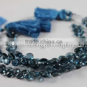 Wholesale Fine Grade London Blue Topaz Faceted Heart Beads 7 MM thumbnail-3