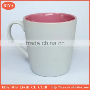 Custom Coffee Mug Ceramic Coffee Mug for Promotion ,matte White and Shinny Pink thumbnail-2