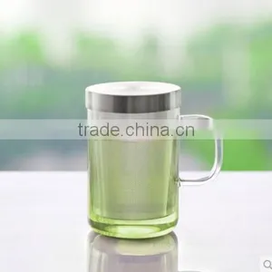 Borosilicate Glass Teacup/ Mugs With Stainless Steel Strainer With Lid on Christmas Promotion thumbnail-1