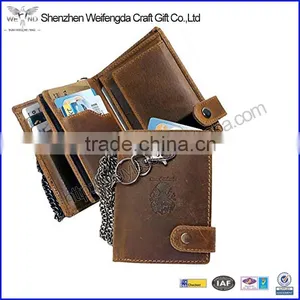 Brown Vintage Genuine Leather Biker Wallet Mens Wallet With Chain thumbnail-1